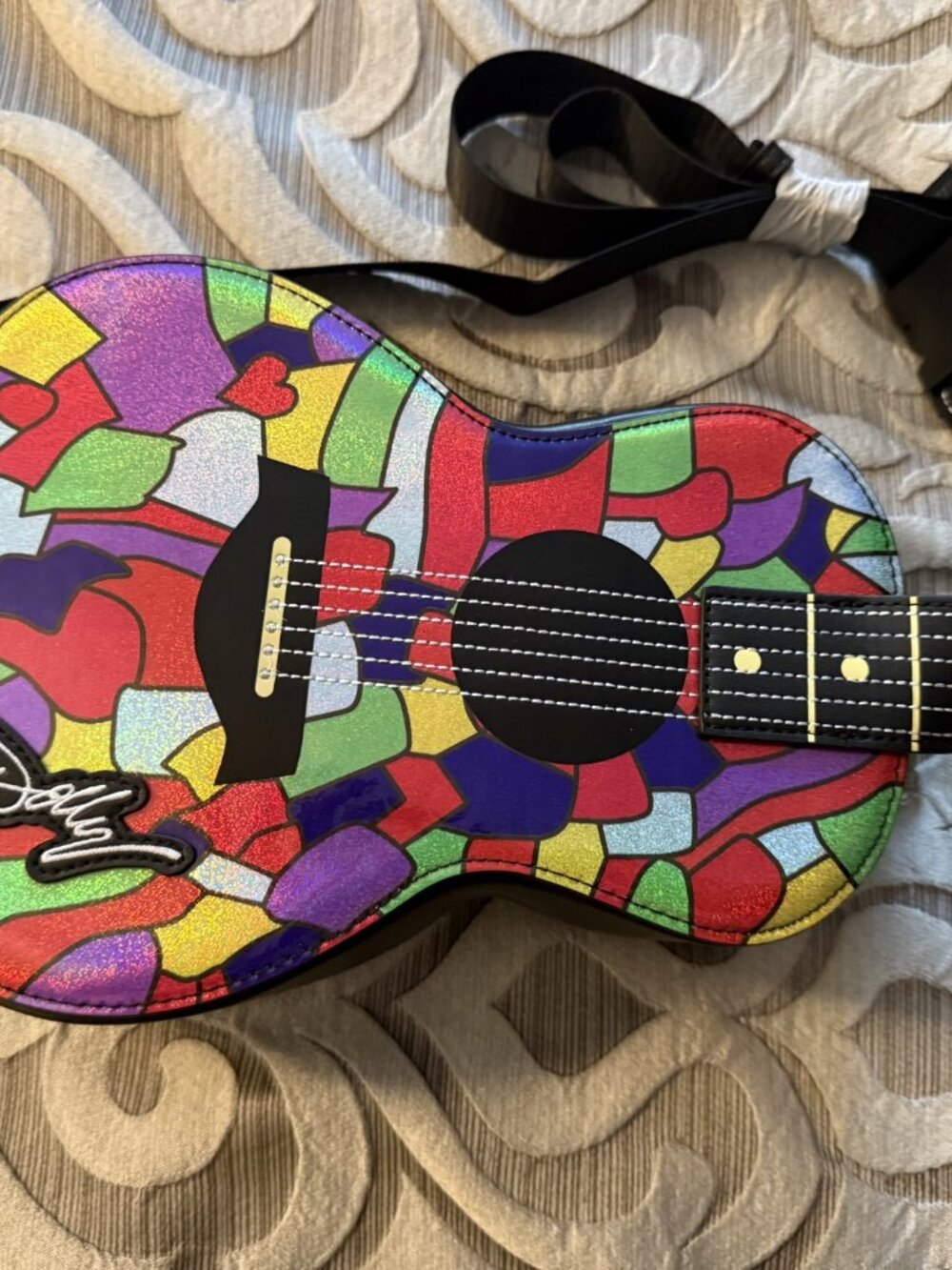 Dolly Parton Coat of Many Colors Guitar Crossbody Bag Loungefly Dollywood NWT